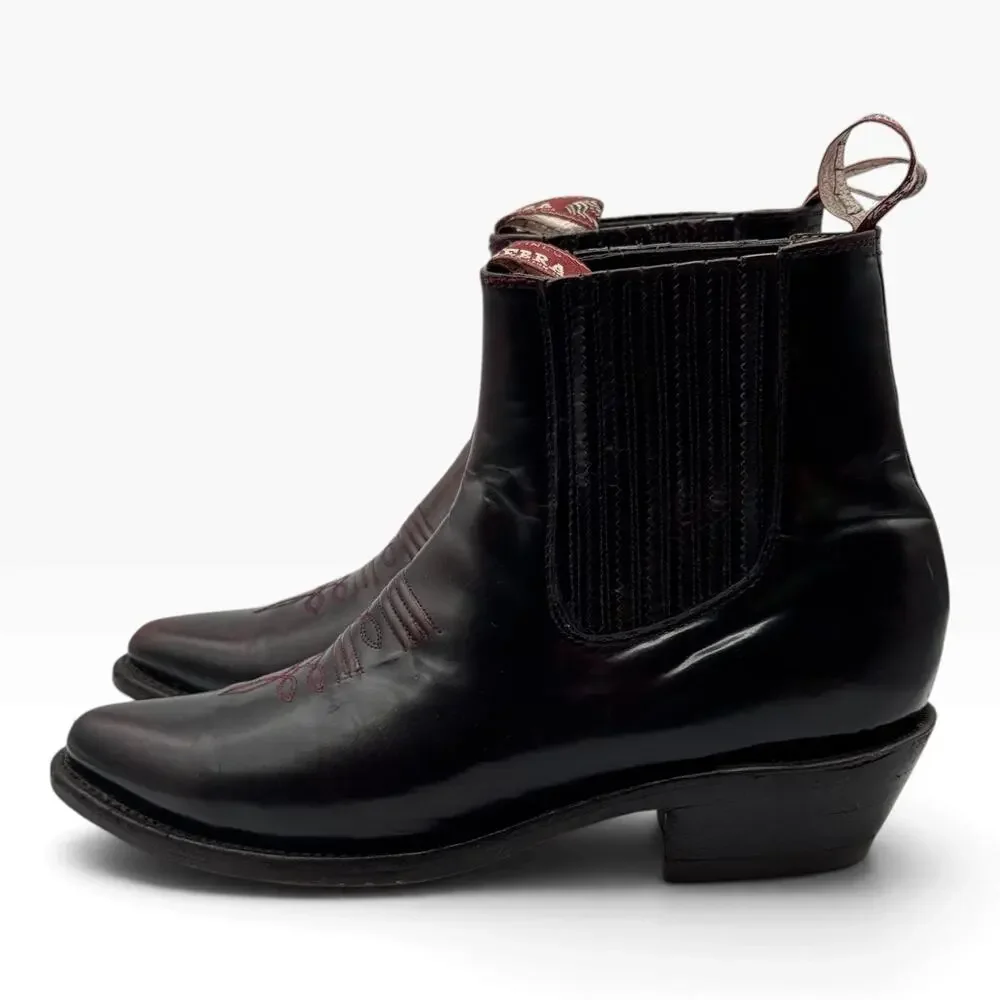 Botines Zebra Mens 9 Burgundy Oxblood Leather Western Chelsea Boots Mexico 28